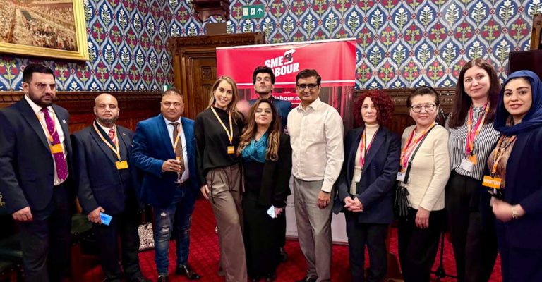 Mont Rose College students at UK Parliament entrepreneurs networking event London engaging with professionals and peers.