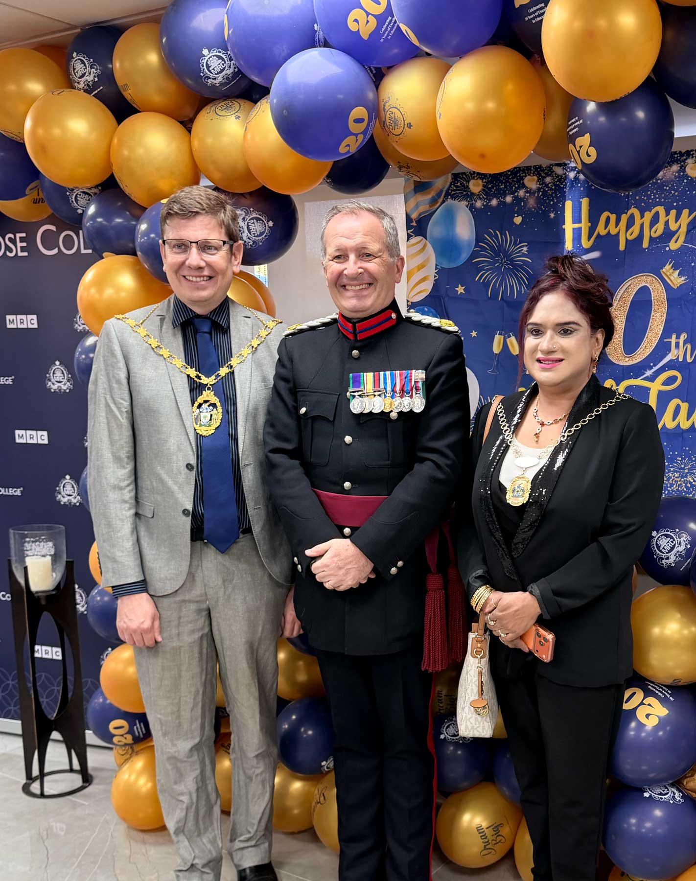 Mayor of Redbridge, Deputy Lieutenant of Redbridge and Mont Rose College CEO at the 20th Anniversary celebration