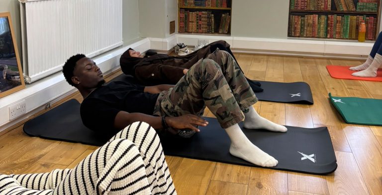 Students taking part in a Pilates and wellbeing session at Mont Rose College.