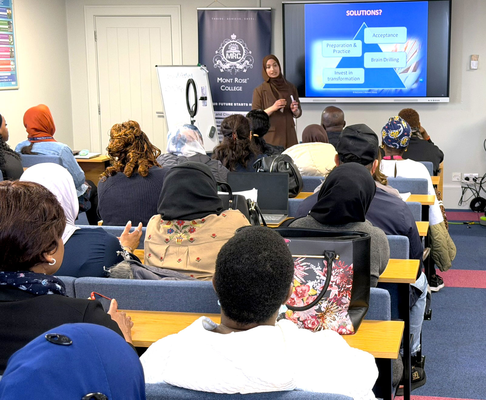 Health & Social Care students attending a public speaking and employability workshop at Mont Rose College.