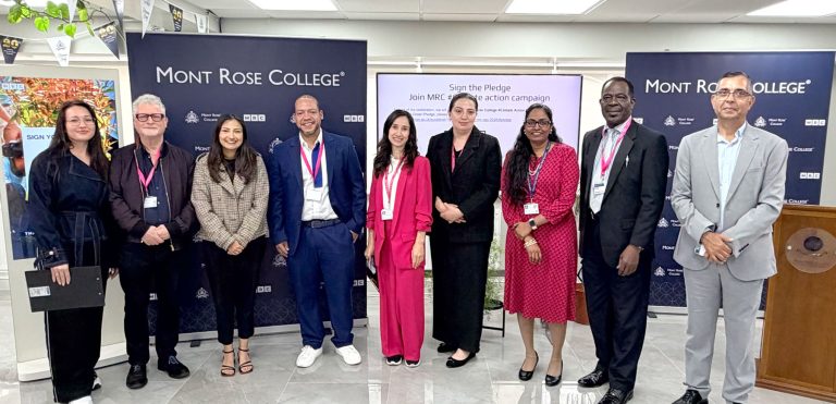 Guest speakers and Mont Rose College representatives supporting the #ClimateAction campaign.